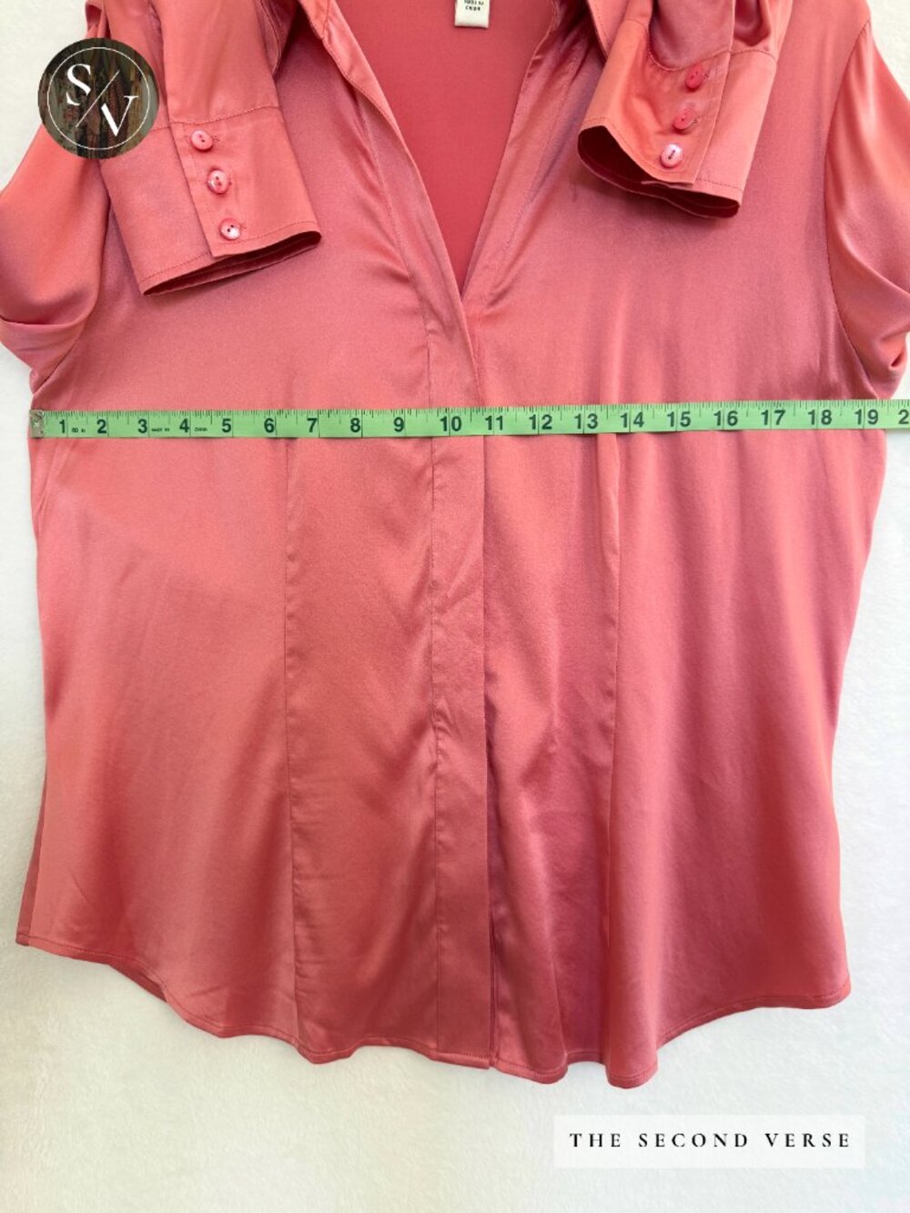 Vintage Talbots Stretch Silk Long Sleeve Buttondown Women's Coral Shirt Size 12 - Picture 8 of 10